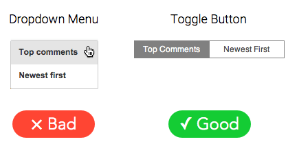 Lower visibility (Dropdown Menu) and Higher visibility (Toggle Button)