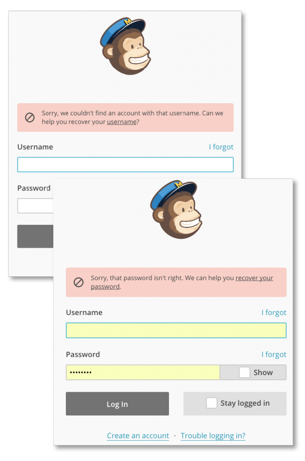 Mailchimp handles the error state