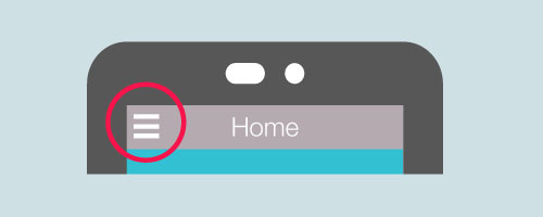 Hamburger icon for navigation.